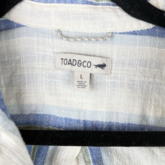 Toad & Co Camp Cove Shirt Womens Large Multicolor Striped Cotton Pleated - Picture 5 of 6